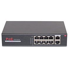 Niceview Verkkokytkin Gigabit POE+ 8-porttia 2xUplink 120W IPC-1201P